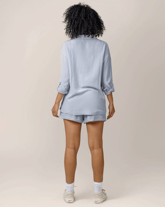 Kindred Bravely Reese Oversized Linen Button Down Shirt | French Blue