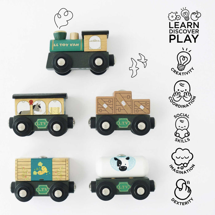 Le Toy Van Great Green Train & Goods Wagons