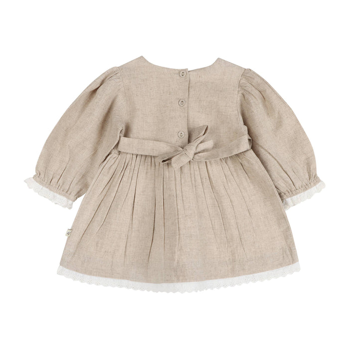 Lydia Linen Embroidered Baby Dress & Bloomer Set (Organic)