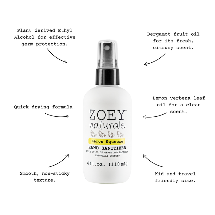 Zoey Naturals Lemon Squeeze Hand Sanitizer  - 4oz