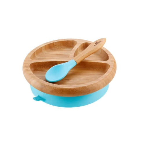 Avanchy Organic Bamboo Suction Baby Plate + Spoon