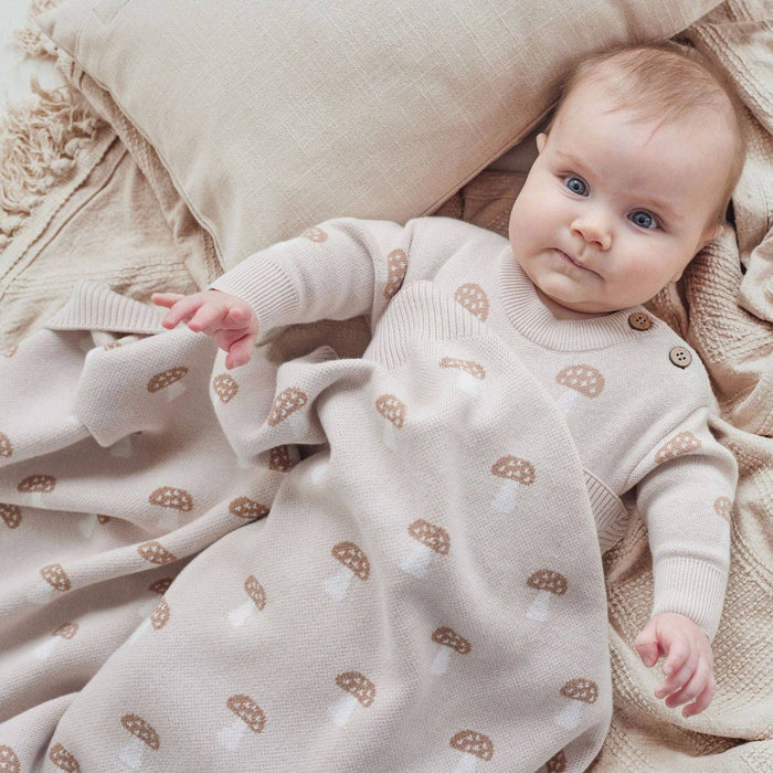 Aster & Oak Mushroom Knit Blanket