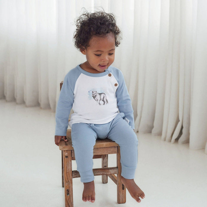 Aster & Oak Snow Wolf Print LS Tee