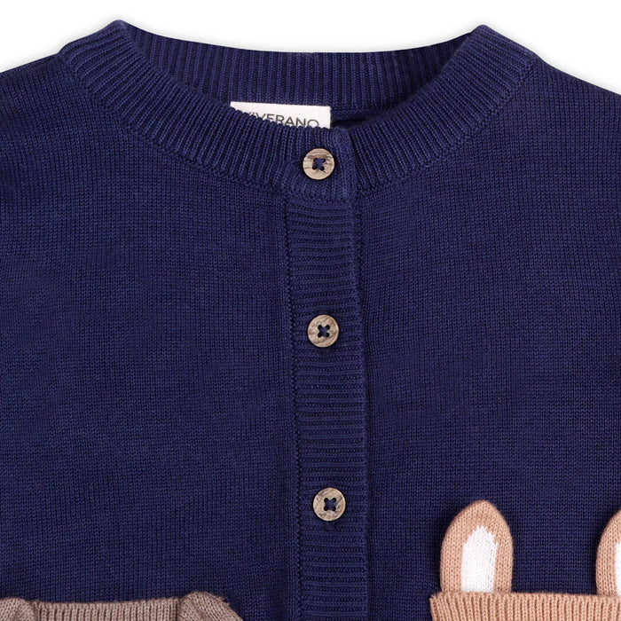 Viverano Organics Dog Pocket Embroidered Sweater Knit Baby Cardigan