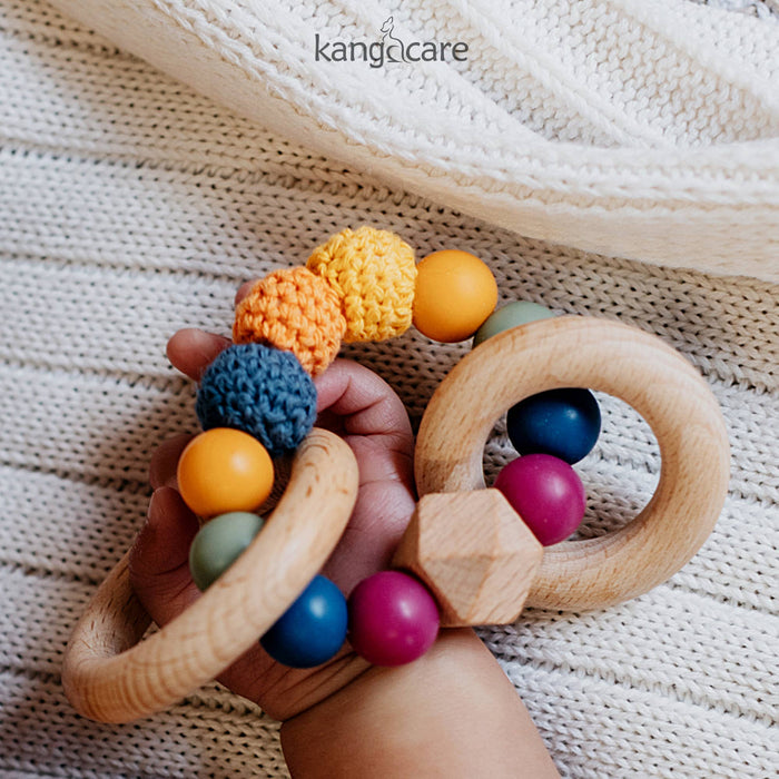 Kanga Care Silicone & Wood Crocheted Teething Ring