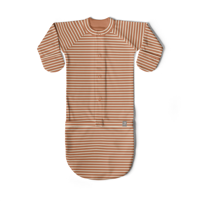 24 Hour Convertible Baby Sleeper Gown - Clay Stripe