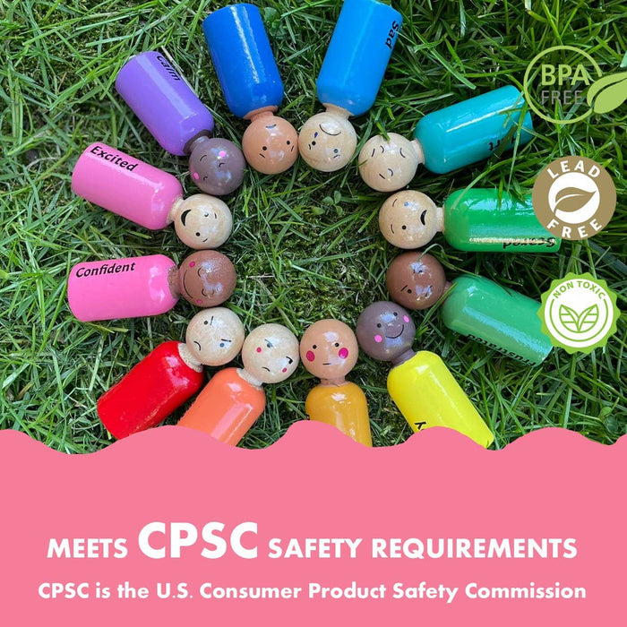 Rainbow Feeling Peg Dolls 12 Set, Multi Skin Tone