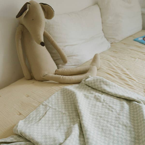 Lorena Canals Knitted Blanket - Tiles Blue Sage