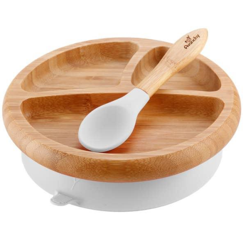 Avanchy Organic Bamboo Suction Baby Plate + Spoon