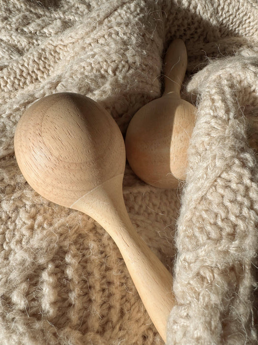 Handmade Oak Wooden Maracas for Kids Musical Toy