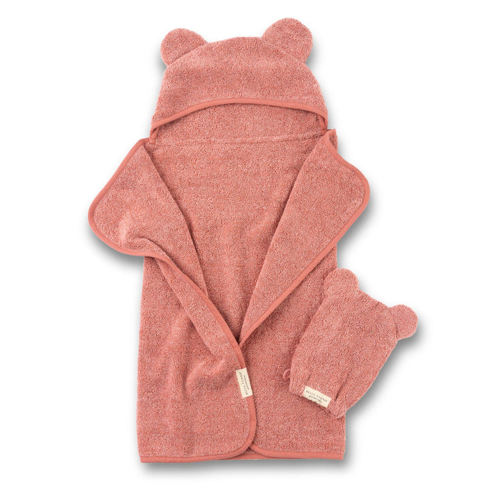 Hooded Towel + Wash Mitt Set Watermelon