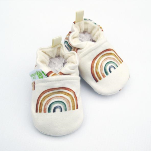 Little Pitterpat Scattered Rainbows Knit All Fabric Soft Sole Shoes