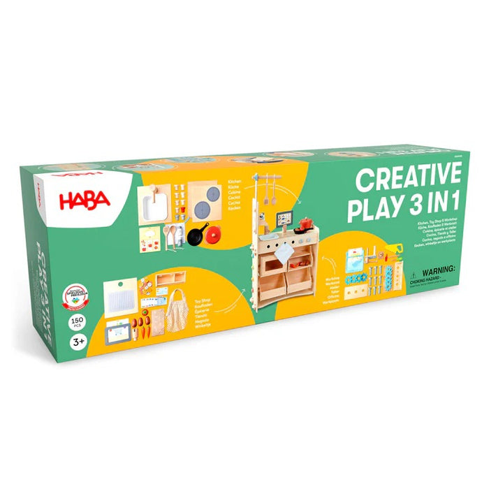 HABA Creative Play 3-in-1 – Play Kitchen, Store & Workshop