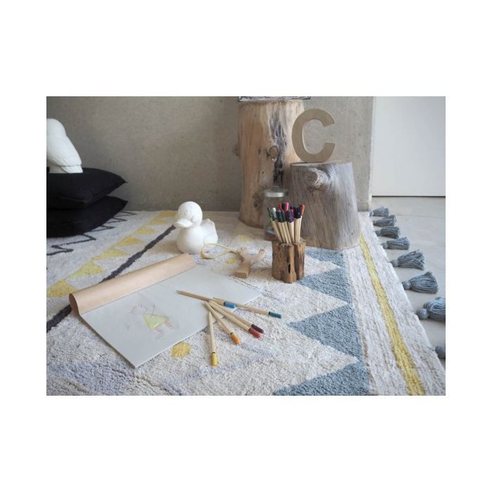 Lorena Canals Azteca Washable Rug (Natural & Vintage Blue)