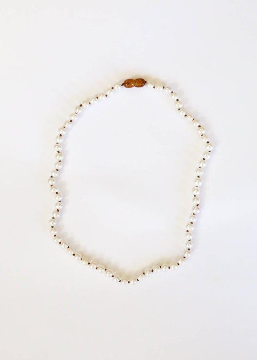 Pure Gemstone + Pearl || Beaded Necklace: 11"
