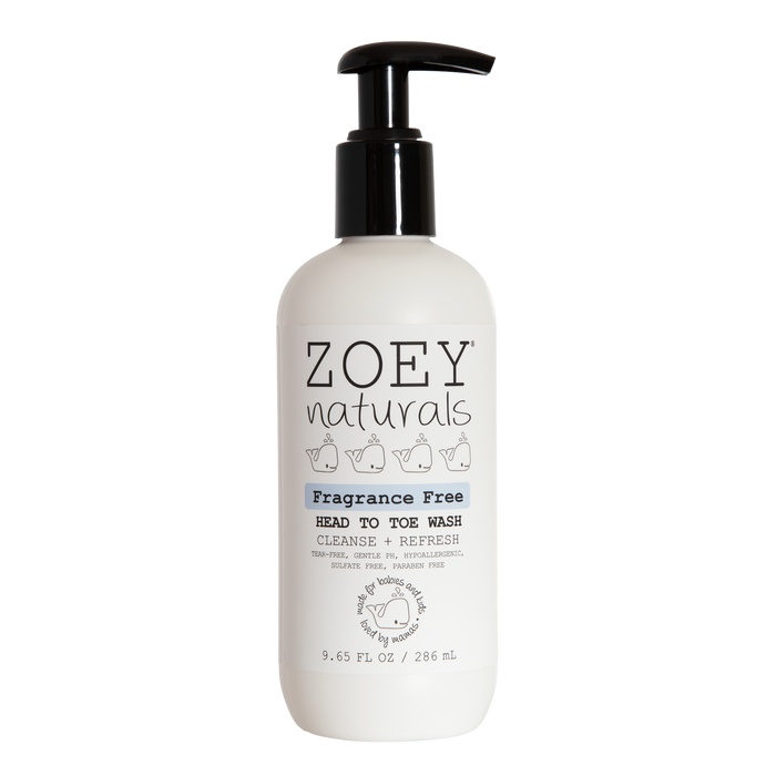 Zoey Naturals Fragrance Free Head To Toe Wash - 9.65oz