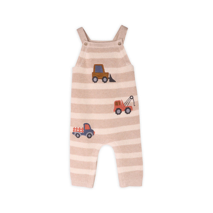 Viverano Organics Trucks Embroidered Baby Knit Stripe Overall Set (Organic)