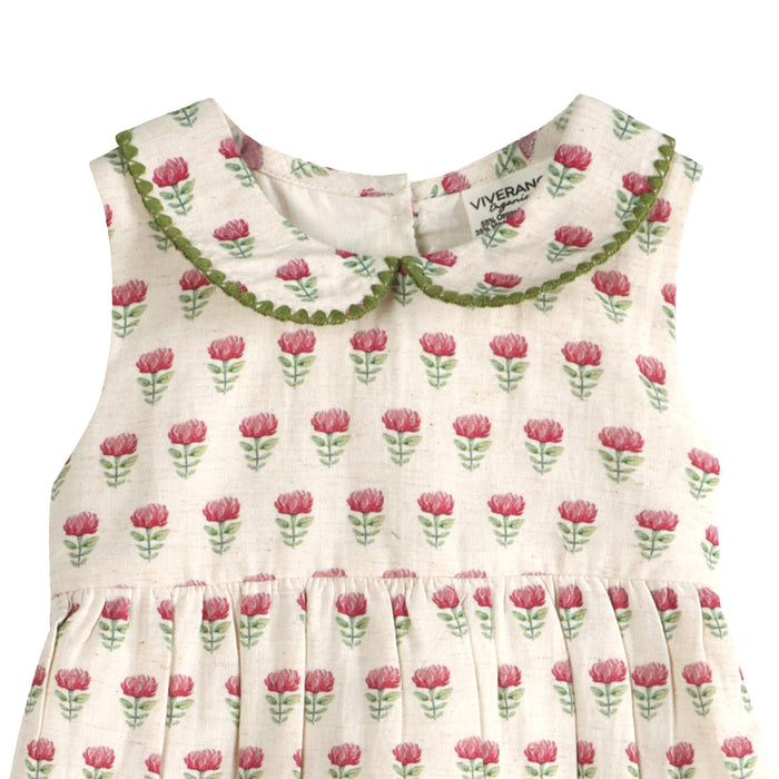Mia Block Print Floral Baby Dress + Bloomer (Organic)