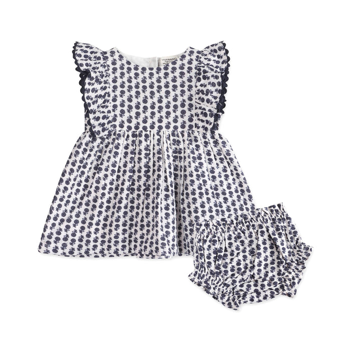 Jamie Blue Floral Baby Dress + Bloomer (Organic)