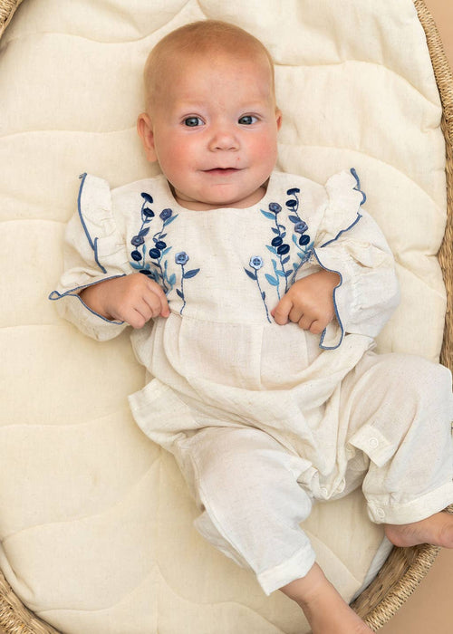 Viverano Organics Atrani Embroidered Baby Romper & Headband (Organic)