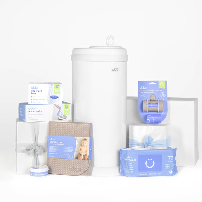 Ubbi Diaper Pail Gift Set, White