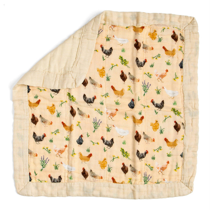 Chicken Meadows Baby Lovey Muslin Blanket