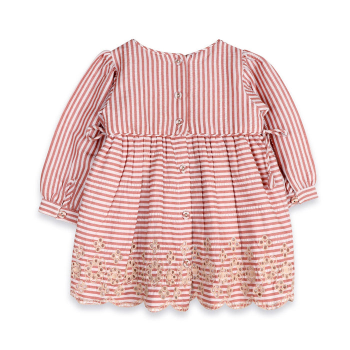 Viverano Organics Vivienne Striped Embroidered Baby Dress & Bloomer (Organic)