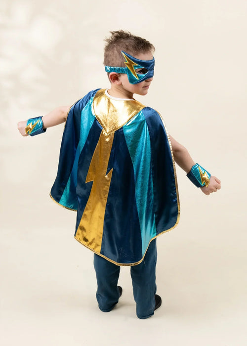 Coco Village Deep Blue Superhero Cape & Mask Play Costume