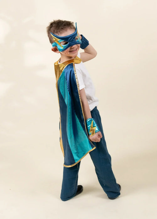 Coco Village Deep Blue Superhero Cape & Mask Play Costume