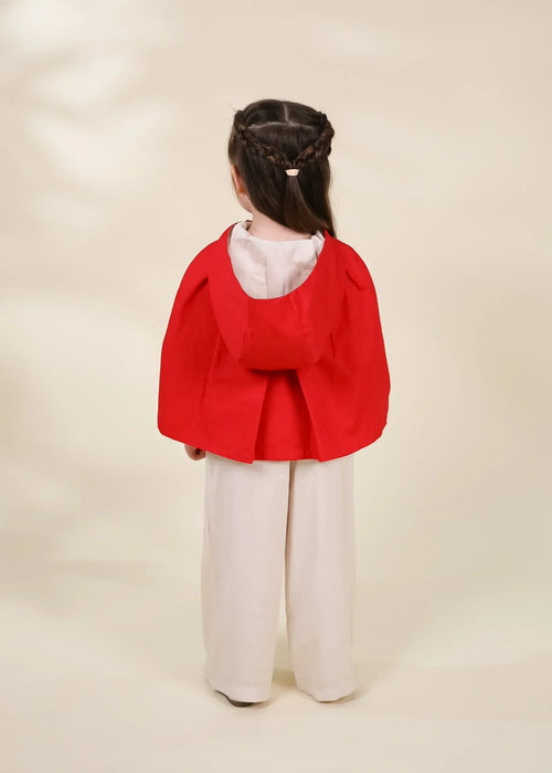 Coco Village Role Play Dress-Up Red Cotton Twill Cape with Bow