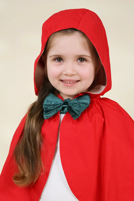 Coco Village Role Play Dress-Up Red Cotton Twill Cape with Bow