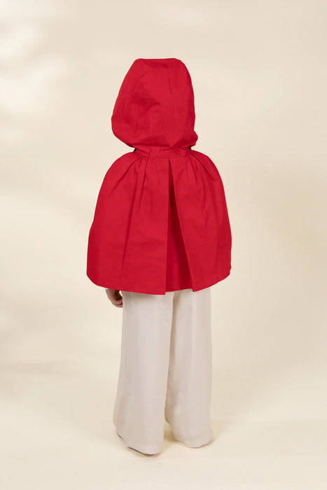 Coco Village Role Play Dress-Up Red Cotton Twill Cape with Bow