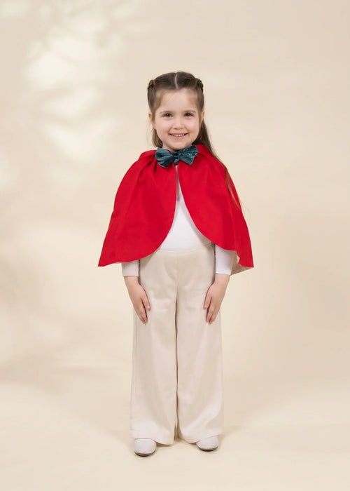 Coco Village Role Play Dress-Up Red Cotton Twill Cape with Bow
