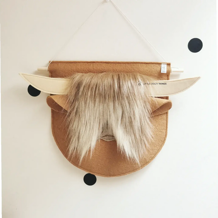 Highland cow banner flag, nursery decor, ranch wall hanging