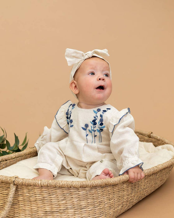 Viverano Organics Atrani Embroidered Baby Romper & Headband (Organic)