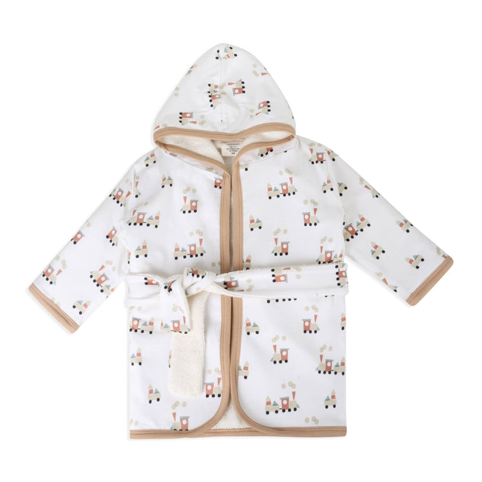 Train Hooded Baby Bathrobe (Organic Cotton)