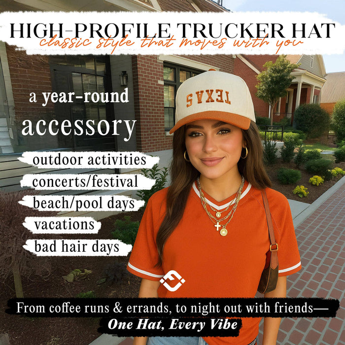 2-Tone Corduroy Hat - Texas (Upside Down) - Orange