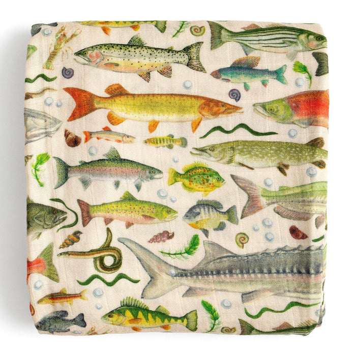 Freshwater Fish Muslin Baby Swaddle Blanket