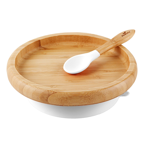 Avanchy Bamboo Suction Classic Plate + Spoon