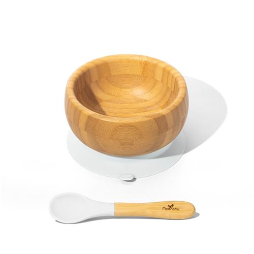 Avanchy Organic Bamboo Suction Baby Bowl + Spoon