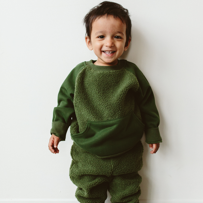 Sherpa Kids L/S Two-Piece Sweatsuit - Spruce