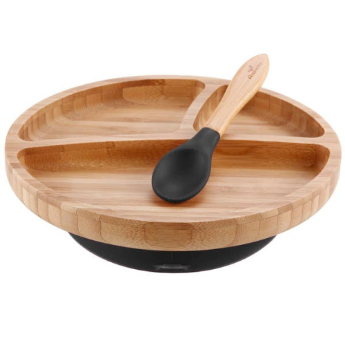 Avanchy Organic Bamboo Suction Toddler Plate + Spoon