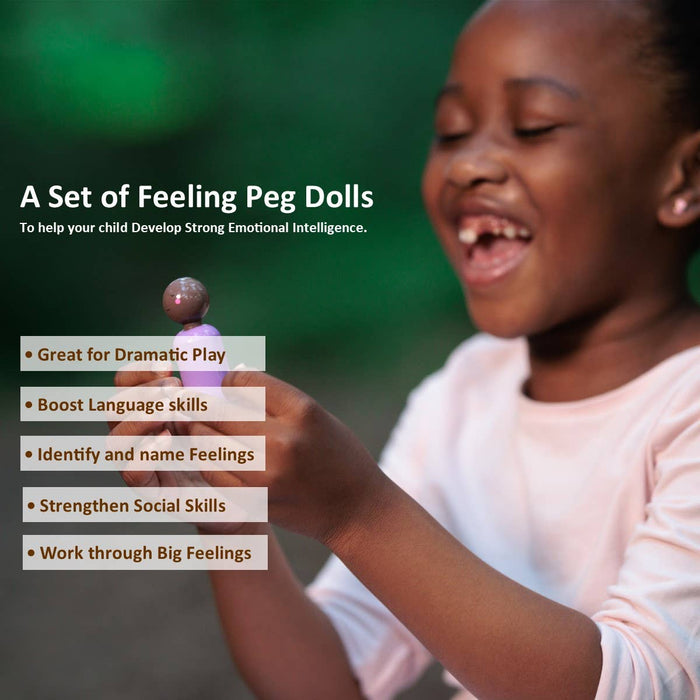 Rainbow Feeling Peg Dolls 12 Set, Multi Skin Tone
