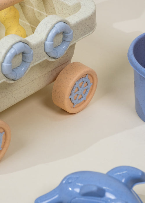 Coco Village Oversized 6-Piece Wheat Straw Sand Toy Set | Wagon & Accessories