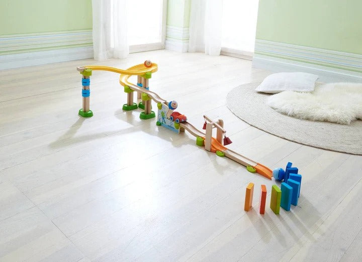 HABA Kullerbu Jump into Car Domino  – Wooden Track Set for Kids