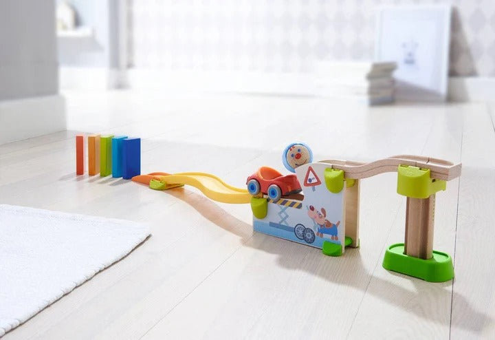 HABA Kullerbu Jump into Car Domino  – Wooden Track Set for Kids