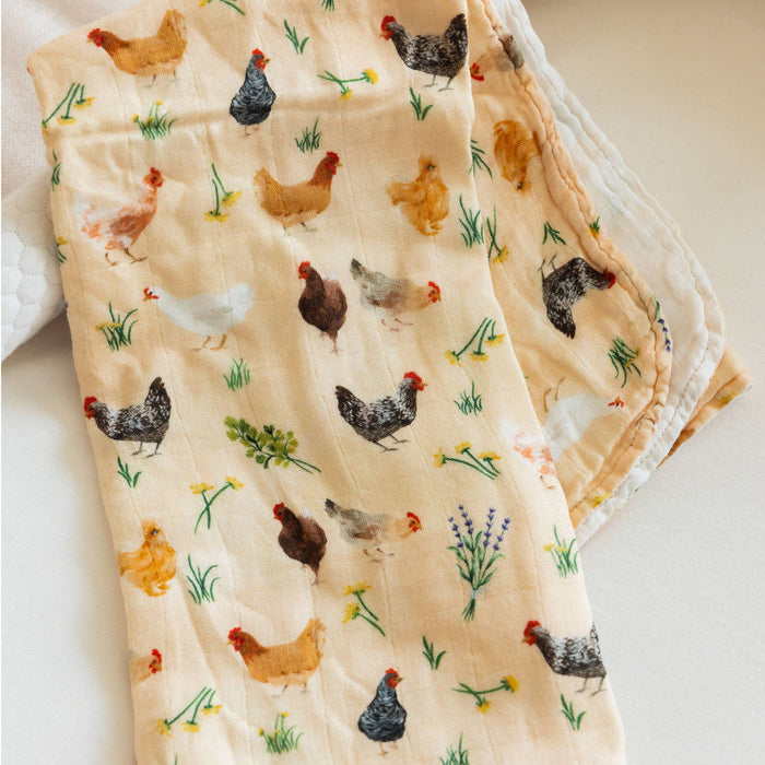 Chicken Meadows Baby Burp Cloths – Muslin Set of 2