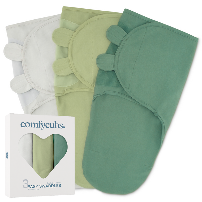 Easy Swaddle Blanket, 3 Pack - 100% Cotton by Comfy Cubs