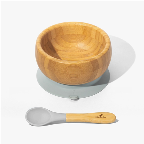 Avanchy Organic Bamboo Suction Baby Bowl + Spoon