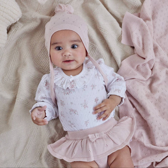Rose Blush Pointelle Knit Bonnet